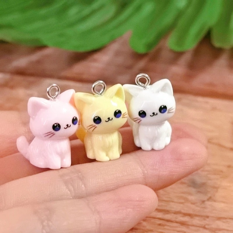 Resin Art Earrings - 10 stuks 3D Kawaii Gelukkige Kat