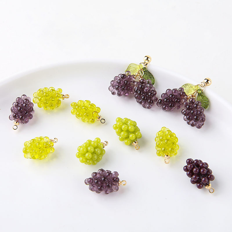 Resin Art Earrings - 6 stuks schattige kleine druiven hars