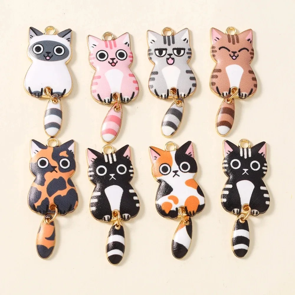 Resin Art Earrings - 10 Stuks 16×39mm Leuke Cartoon Kat