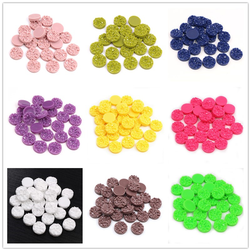 Resin Art Earrings - 40pcs Hars Druzy Cabochons Dome 8/10/12mm