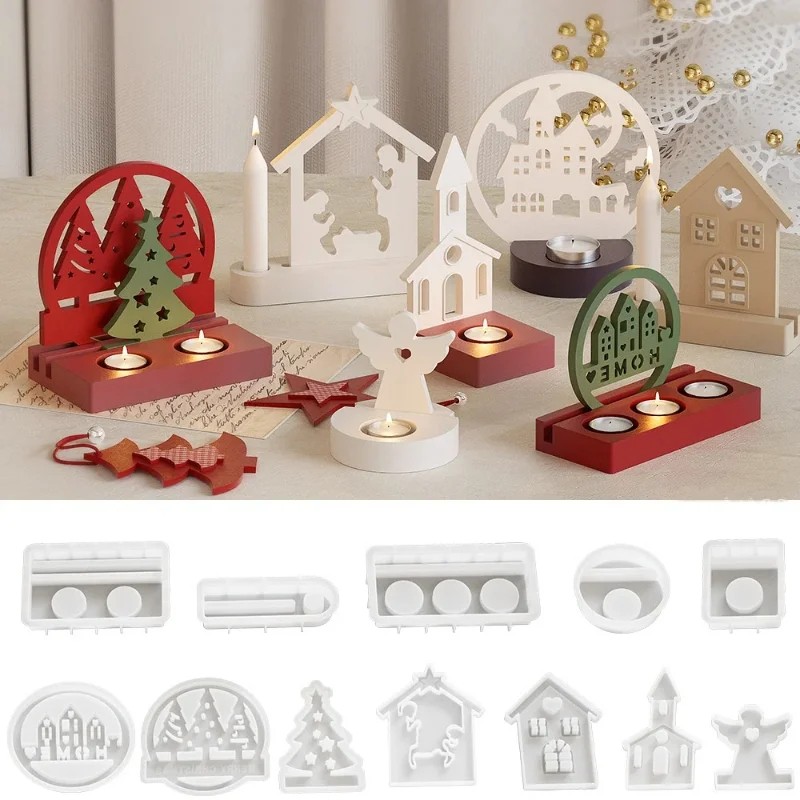 Xmas Resin Art - Halloween Kerst Kaarshouder Mallen DIY Beton