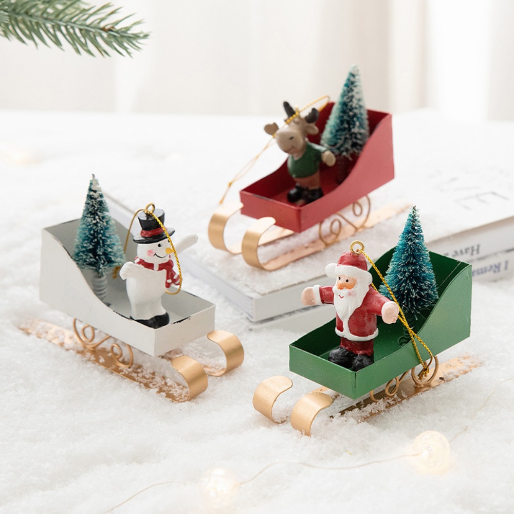 Xmas Resin Art - Noordse kerstboom slee hanger ijzeren kunst