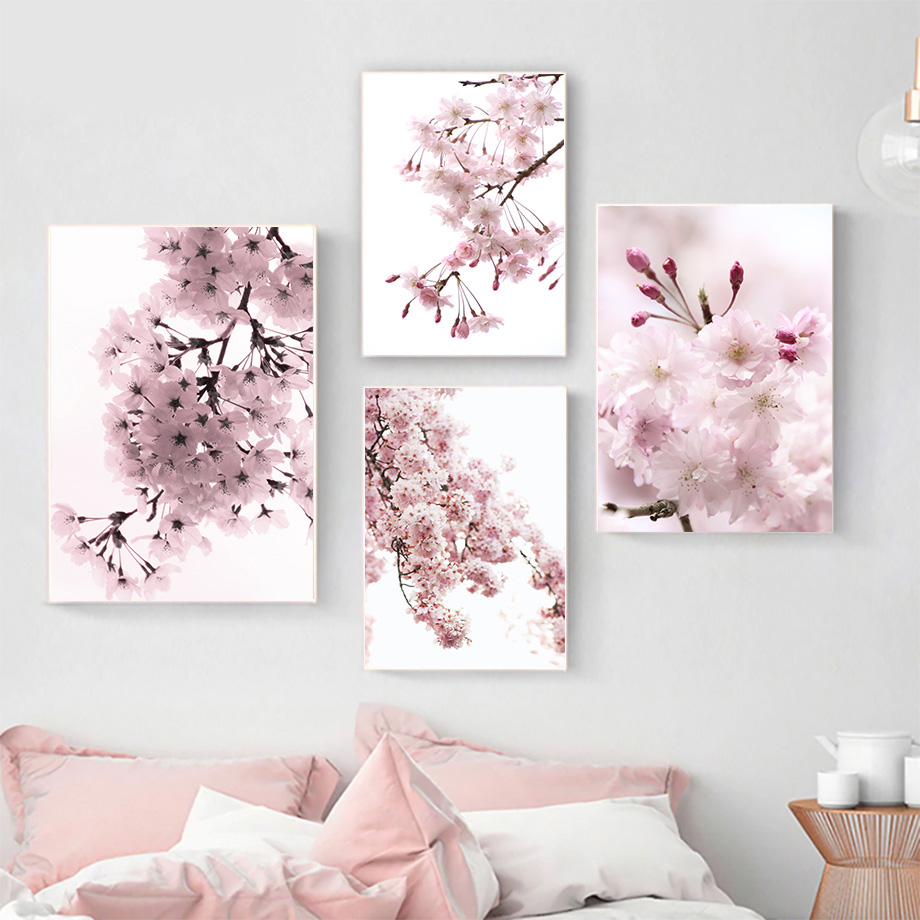 Resin Art Quote - frameloze diamantschilderij kersenbloesems roze bloem citaten