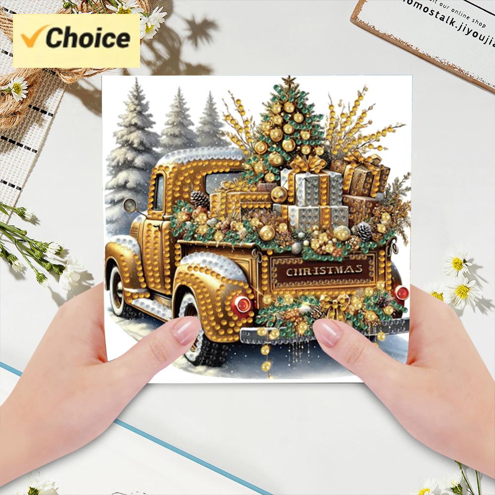 Xmas Resin Art - 6 STKS DIY Diamant Schilderij Wenskaart